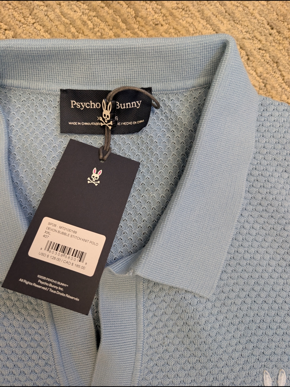 Psycho Bunny Light Blue Knit Polo
